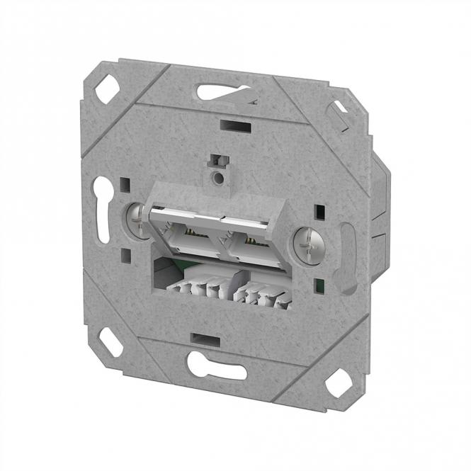E-DAT C6A LSA++ Prise, 2 ports, encastré pour gammes d'interrupteurs design (UP0), métallique 