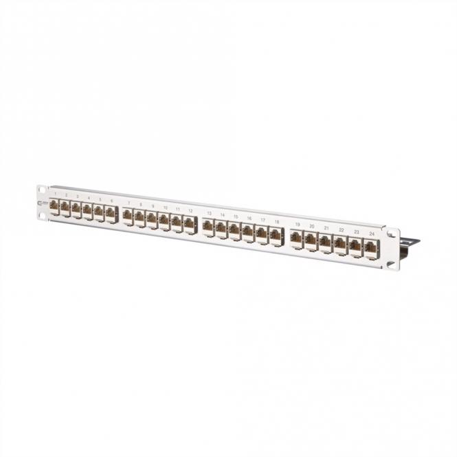E-DAT modul 24x8(8) 1UH panneau de brassage Cat.6A, Acier inoxydable 