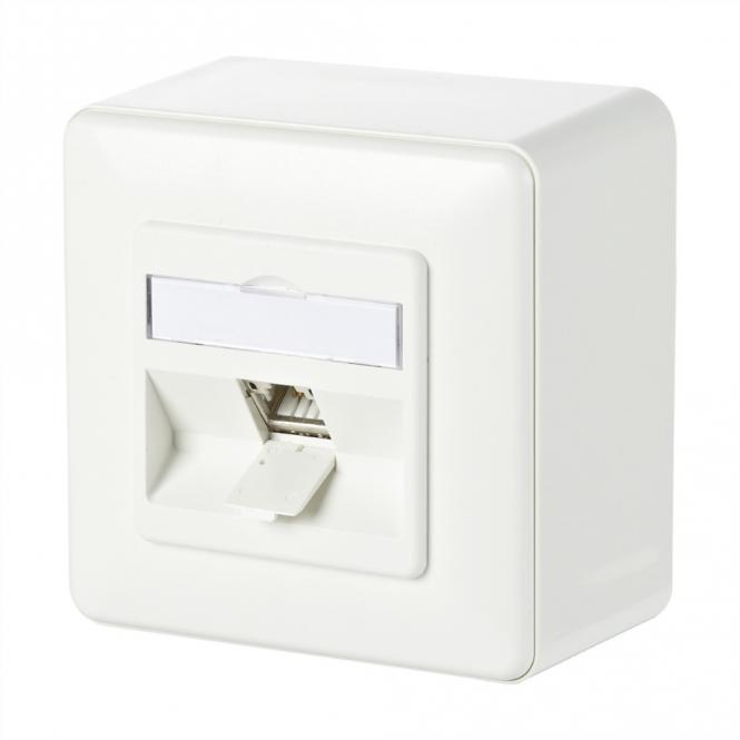 C6Amodul 1 Port 180° AP-Dose, reinweiß RAL9010 