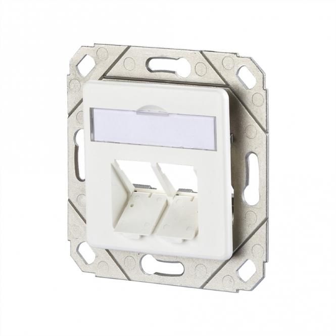 Prise Keystone Upk 2 ports non équipée, blanc pur 