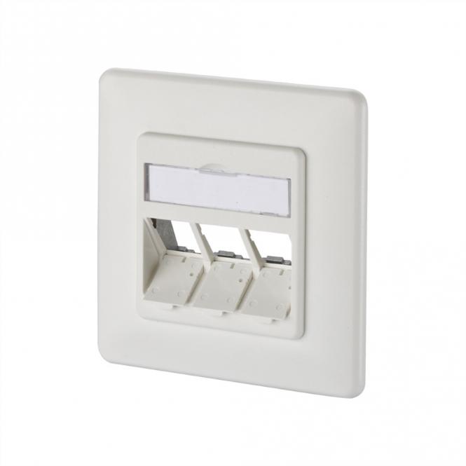 Prise Keystone encastrée 3 ports non équipée, blanc pur 