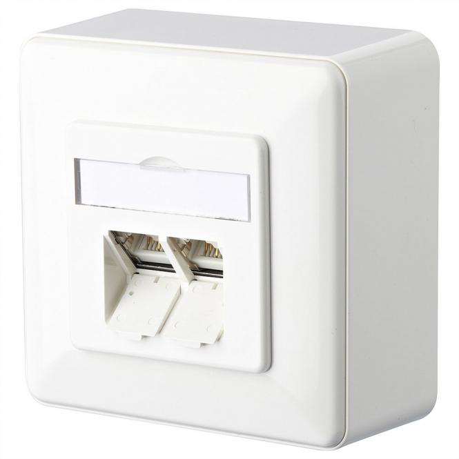 E-DAT C6A Prise, 2 ports, apparent (AP), blanc pur 