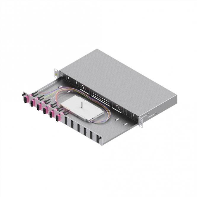 Boîtier d'épissure fibre optique EasyLan Grade C 19 pouces 1U, 12 ports, 6x SC-Duplex, OM4 