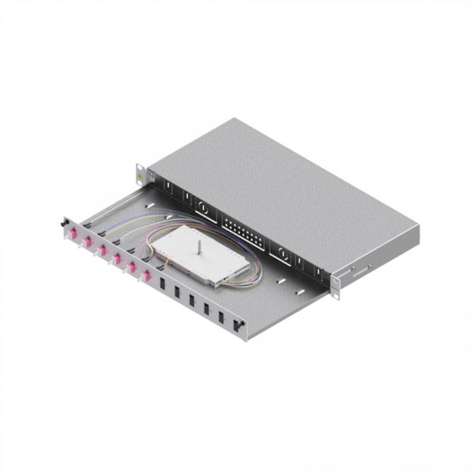 Boîtier d'épissure fibre optique EasyLan Grade C 19 pouces 1U, 12 ports, 6x LC duplex, OM4 