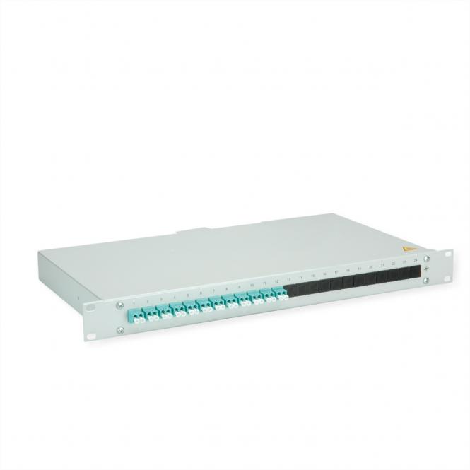 BASIS eco LWL-Panel mit Kupplungen, 12x LC Duplex, türkis, OM3 