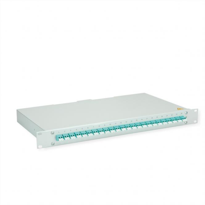 BASIS eco LWL-Panel mit Kupplungen, 24x LC Duplex, türkis, OM3 
