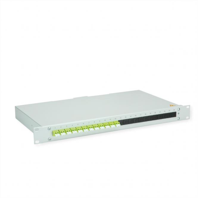 BASIS eco LWL-Panel mit Kupplungen, 12x LC Duplex, lindgrün, OM5 