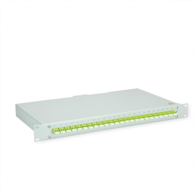BASIS eco LWL-Panel mit Kupplungen, 24x LC Duplex, lindgrün, OM5 