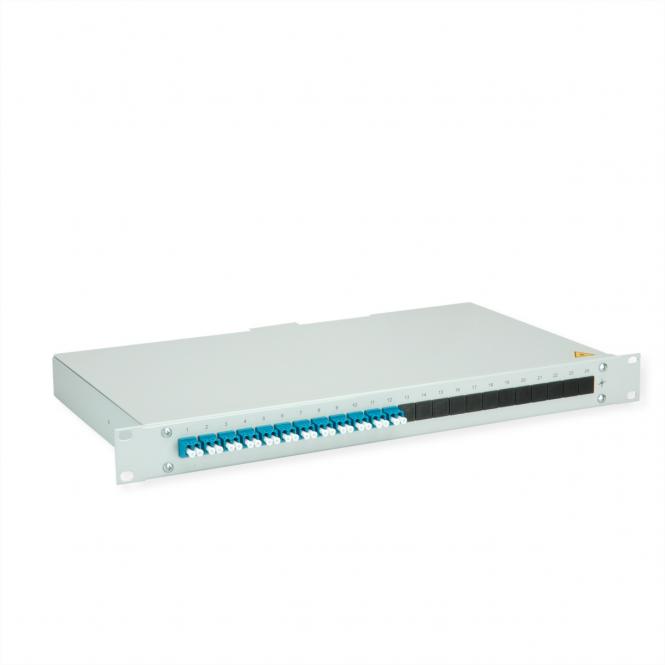 BASIS eco LWL-Panel mit Kupplungen, 12x LC Duplex, blau, OS2 
