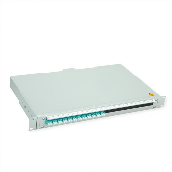 BASIS V LWL-Panel mit Kupplungen & Pigtails, 12x LC Duplex, türkis, OM3 