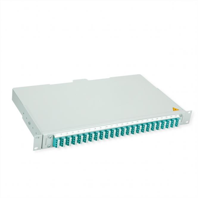 BASIS V LWL-Panel mit Kupplungen & Pigtails, 24x LC Quad, türkis, OM3 