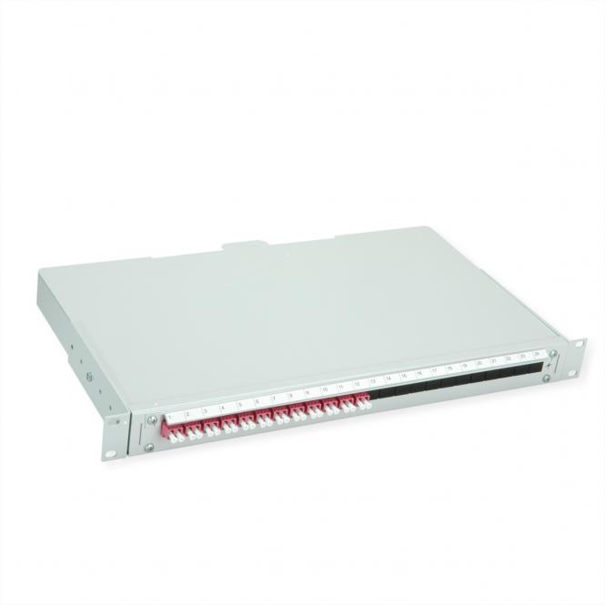BASIS V LWL-Panel mit Kupplungen & Pigtails, 12x LC Duplex, violett, OM4 