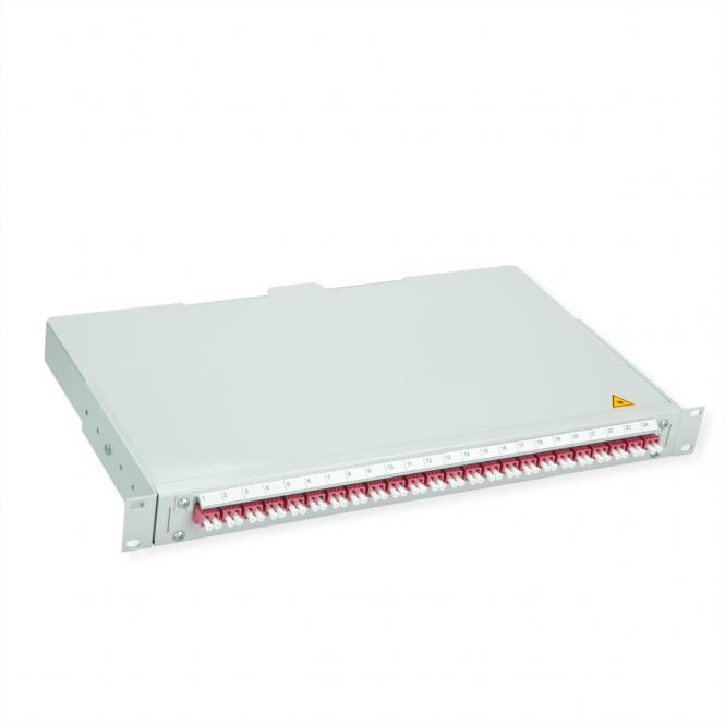 BASIS V LWL-Panel mit Kupplungen & Pigtails, 24x LC Duplex, violett, OM4 