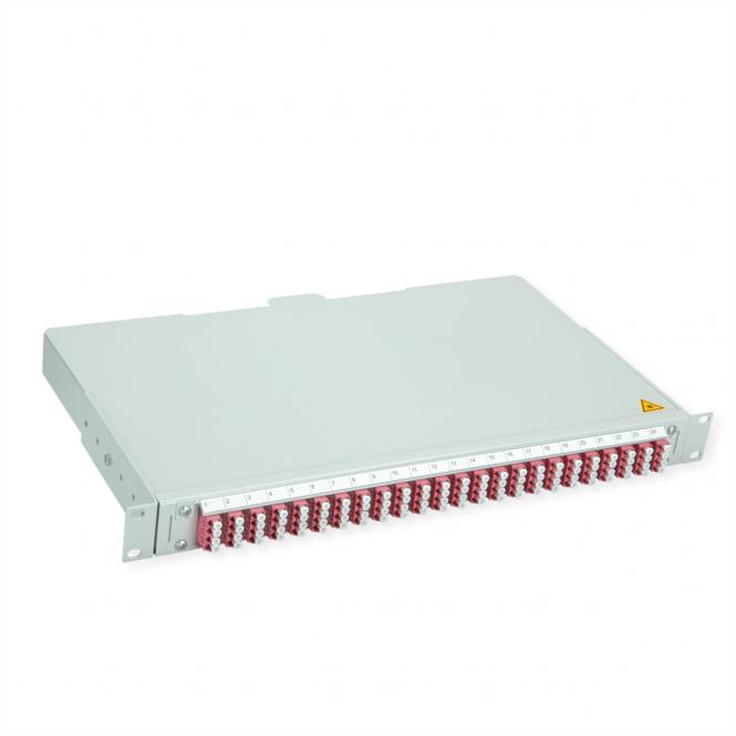 BASIS V LWL-Panel mit Kupplungen & Pigtails, 24x LC Quad, violett, OM4 
