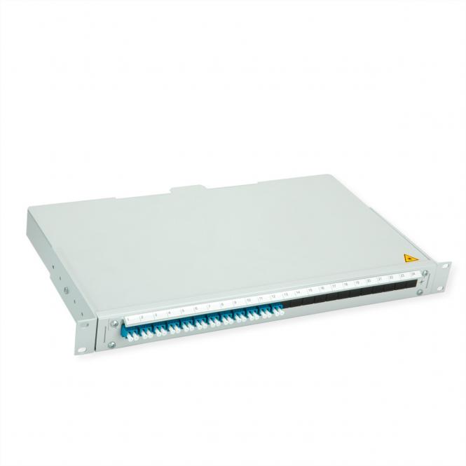 BASIS V LWL-Panel mit Kupplungen & Pigtails, 12x LC Duplex, blau, OS2 PC 