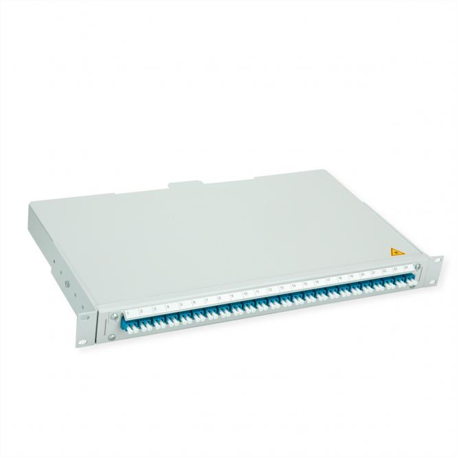 BASIS V LWL-Panel mit Kupplungen & Pigtails, 24x LC Duplex, blau, OS2 PC 