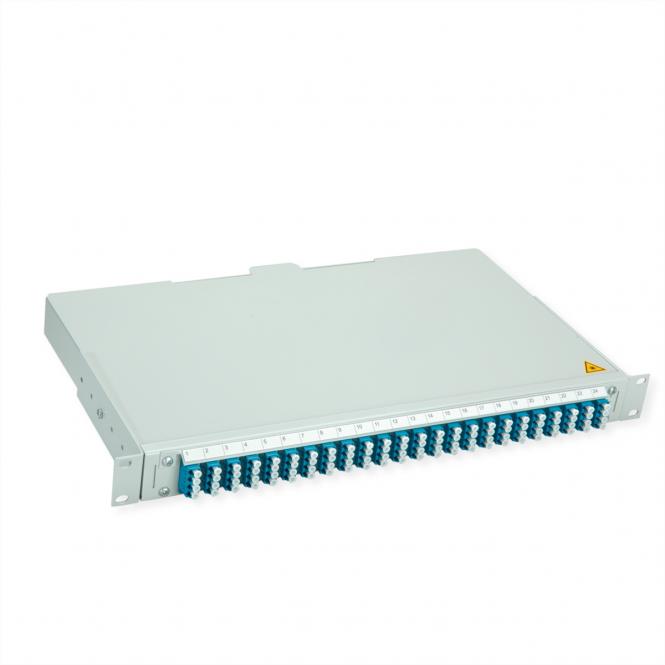 BASIS V LWL-Panel mit Kupplungen & Pigtails, 24x LC Quad, grün, OS2 PC 