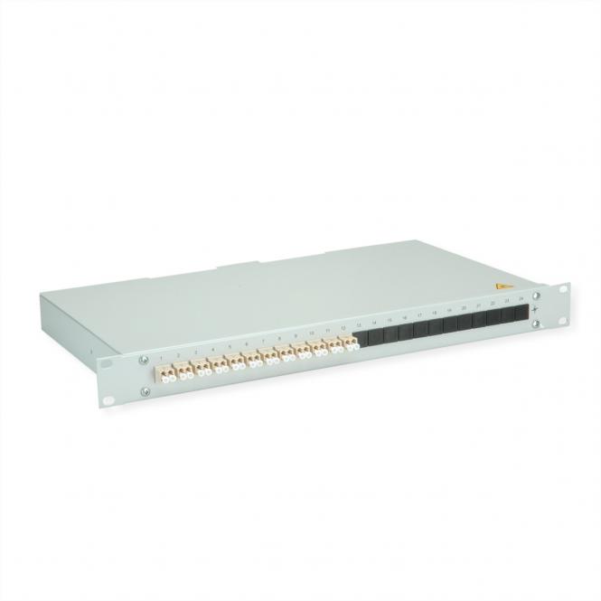 BASIS eco LWL-Panel mit Kupplungen & Pigtails, 12x LC Duplex, beige, OM2, Grade C 