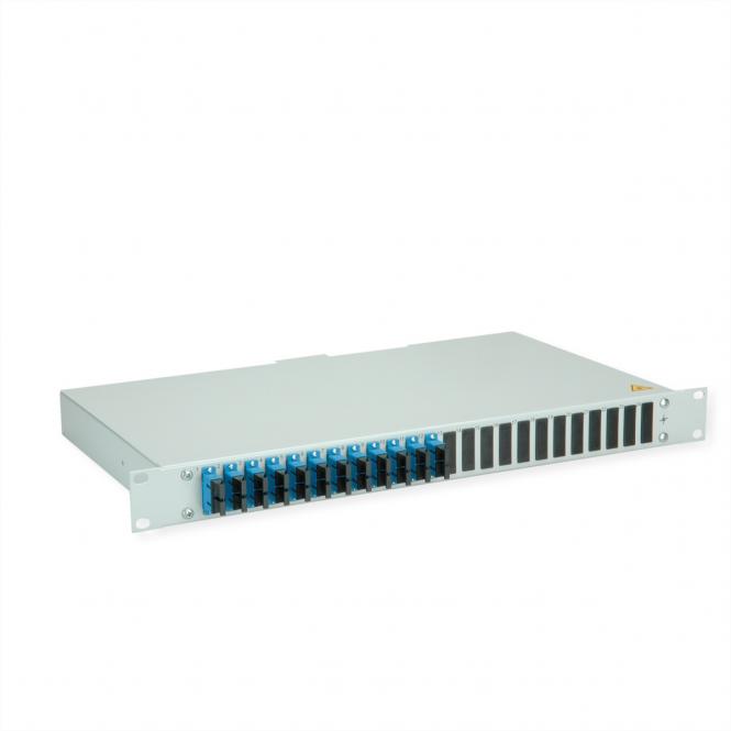 BASIS eco LWL-Panel mit Kupplungen & Pigtails, 12x SC Duplex, blau, OS2 PC, Grade C 