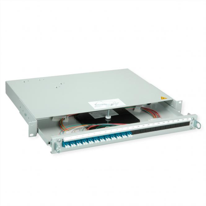 PROFI V LWL-Panel mit Kupplungen & Pigtails, 12x LC Duplex, blau, OS2 PC, Grade B 