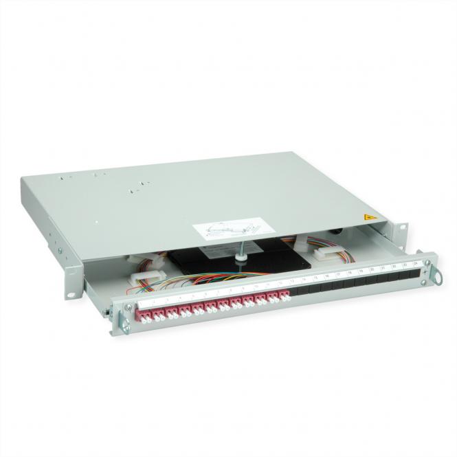 PROFI V LWL-Panel mit Kupplungen & Pigtails, 12x LC Duplex, violett, OM4, Grade B 