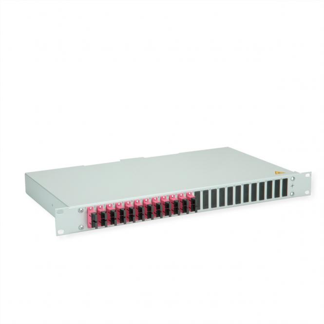 BASIS eco LWL-Panel mit Kupplungen & Pigtails, 12x SC Duplex, violett, OM4, Grade C 