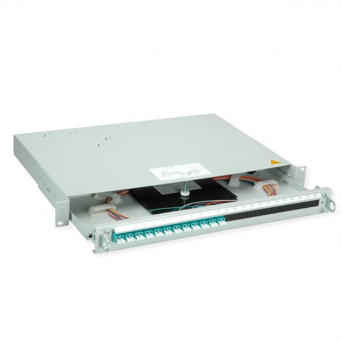 PROFI V LWL-Panel mit Kupplungen & Pigtails, 12x LC Duplex, türkis, OM3, Grade B 