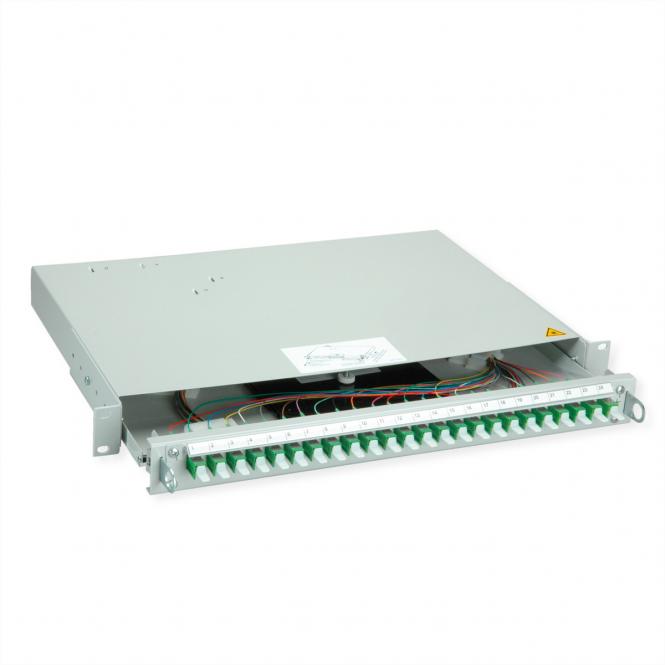 PROFI V LWL-Panel mit Kupplungen & Pigtails, 24x E2000, grün, OS2 APC, Grade B 