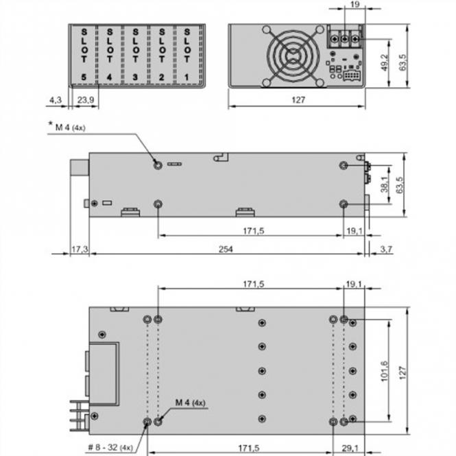 AC/DC, Open Frame, 600W, quad, MP4 2E-1D-4LL-00 
