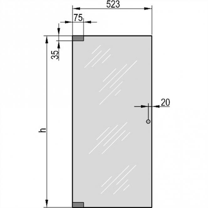 Glastür, 120°-Öffnungswinkel, SEKURIT-TUER 12HE, 553B 