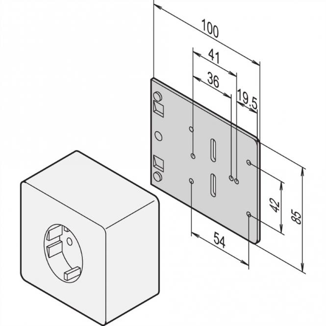 Plaque de montage pour prises simples 