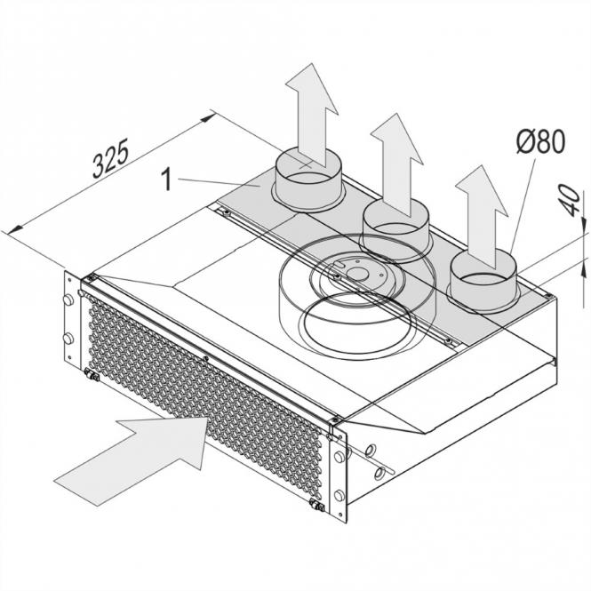 Plaque déflectrice d'air pour ventilateur poussoir 19-pouces, 3 U, partie supérieure avant 