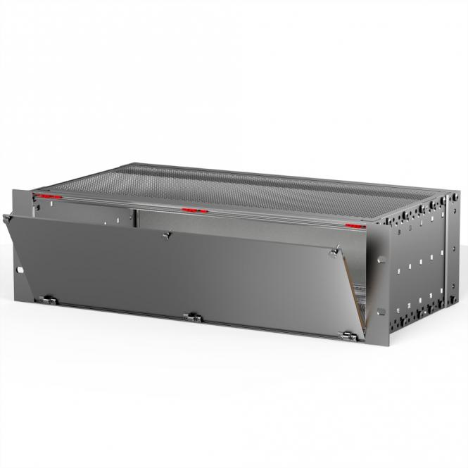 Kit de face avant, blindée, avec charnières en bas, 3 U, 42 HP, 2,5mm, alu, anodisé avant, conducteur arrière 