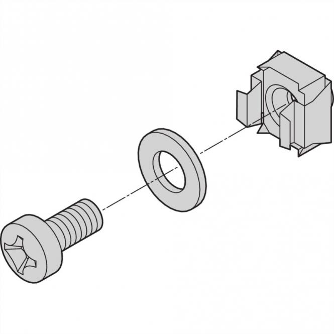 Kit d'assemblage 19-pouces M6, Vis, Rondelle, Ecrou, 8 pièces 