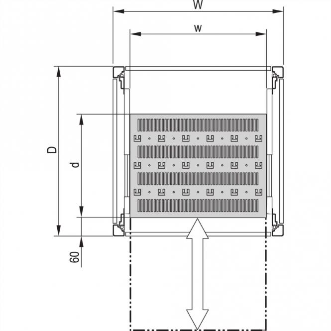 Fachboden ausziehbar, Universal eurorack, 600B 500T, RAL 7021 