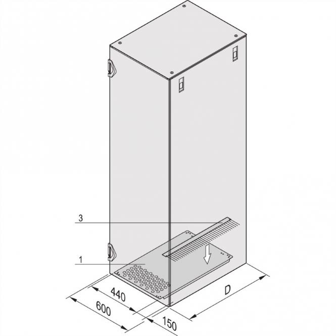 Bodenblech für seitliche Kabeldurchführung, BOD.BL.NET 600/800 1200T 7021 