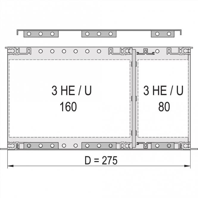 Abdeckblech für Anschraubung an die Seitenwand, 275mm tief (CompactPCI), EMC 63TE 275T 2ST 