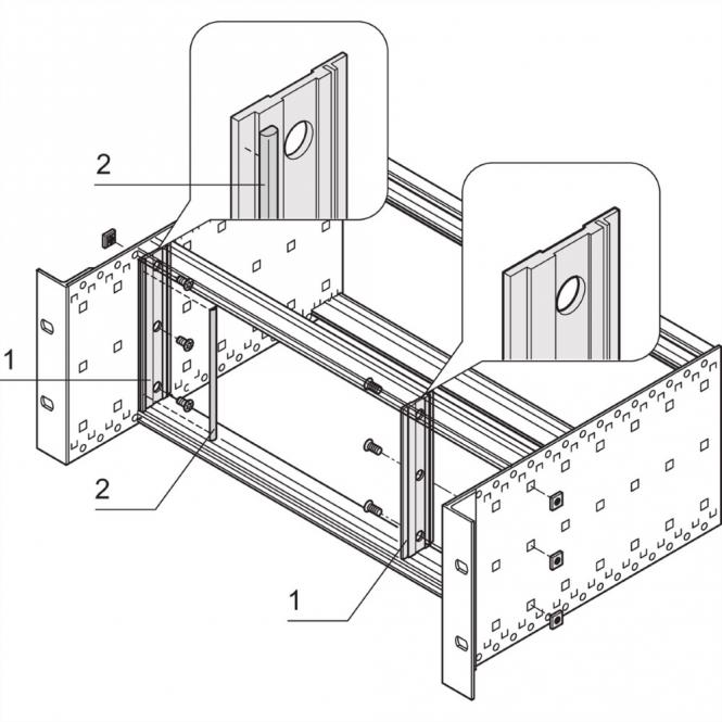 Face avant Kit de blindage CEM, textile, face avant vers face latérale, encastré, 3 U 