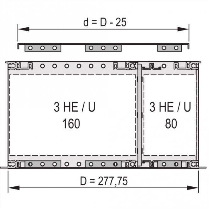 Plaque de recouvrement EuropacPRO pour boulonnage au panneau latéral, 84 HP, 277.75mm 