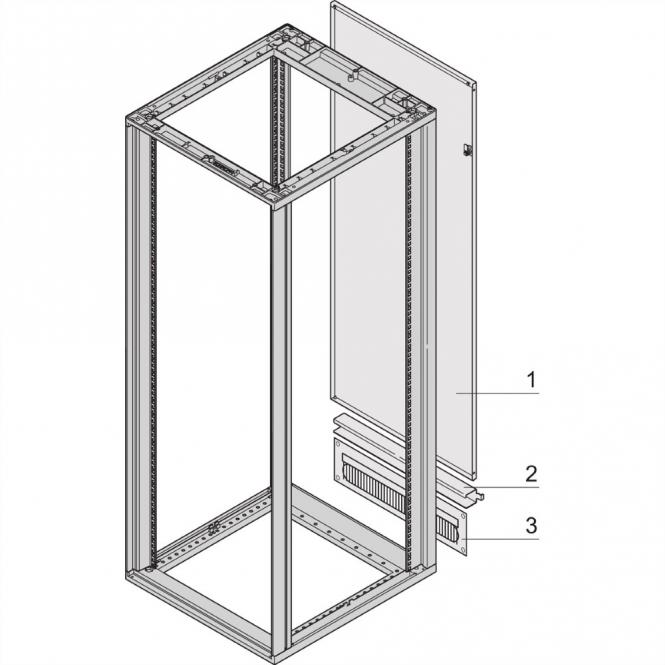 Panneau arrière Novastar avec passage de câbles, RAL 7035, 47 U 553W 