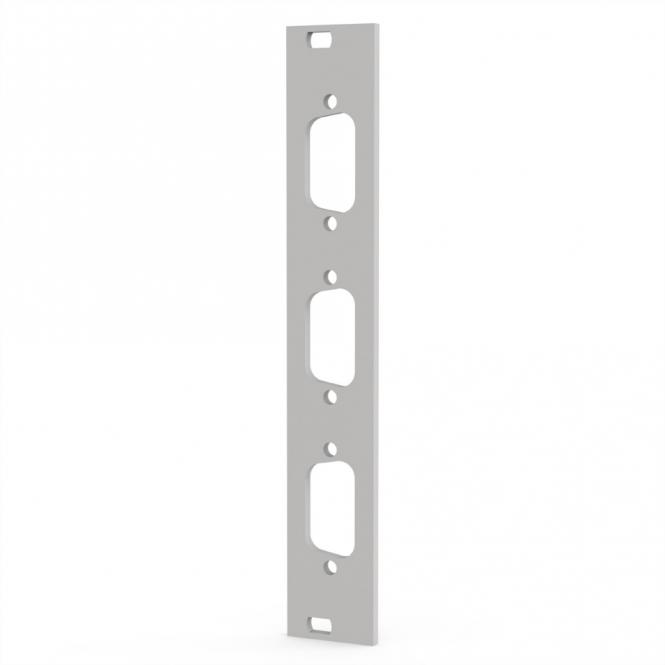 Face avant 19-pouces avec découpe Sub-D, 1x9 broches, 3U, 4 F, 2,5mm, Al, RAL 7035 