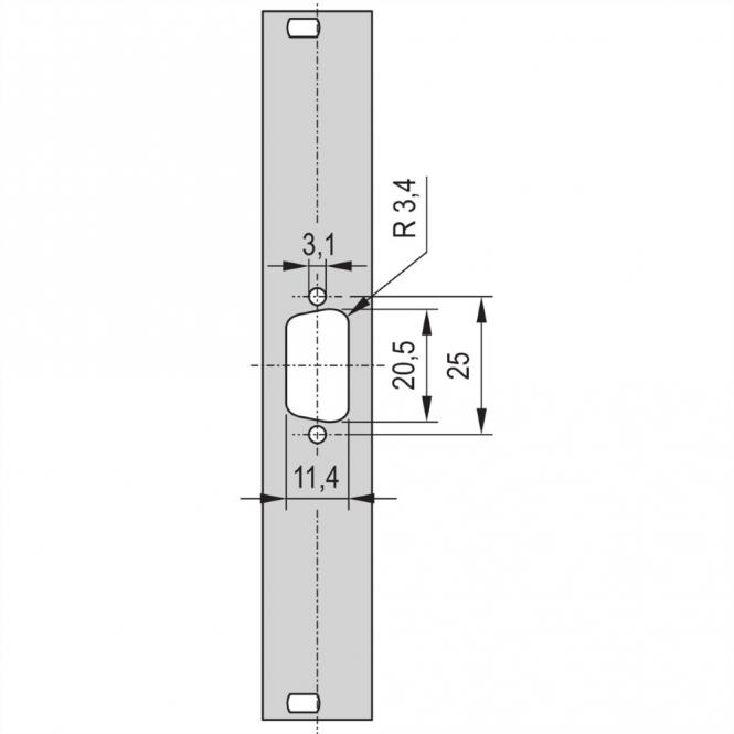Face avant 19-pouces avec découpe Sub-D, 3x9 pôles, 3U, 4 HP, 2,5mm, Al, RAL 7035 