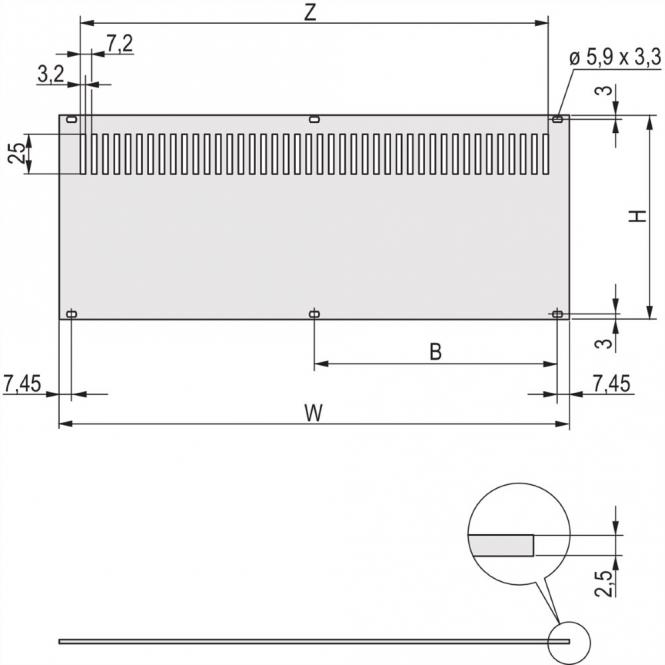 Panneau arrière, perforé, non blindé, pour RatiopacPRO et PropacPRO, 3 U, 63 HP 