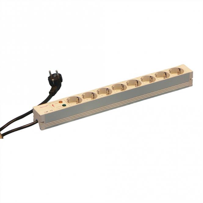 Bâti de prises, 2P+T ALLEMAND, 8 prises, 19-pouces, avec protection contre les transitoires 