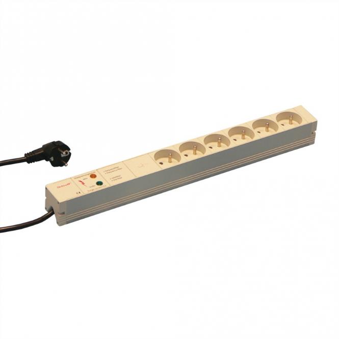 Bâti de prises, UTE, 6 prises, 19-pouces, avec protection contre les transitoires et filtre d'antiparasitage 