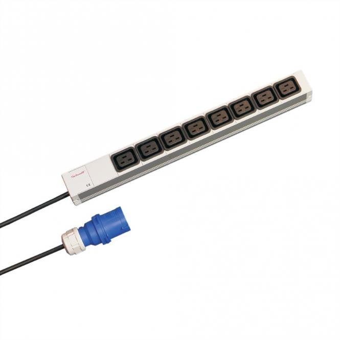 Bâti de prises, IEC C19, 16A, IEC 60309 Plug, 8x IEC C19, 19-pouces 