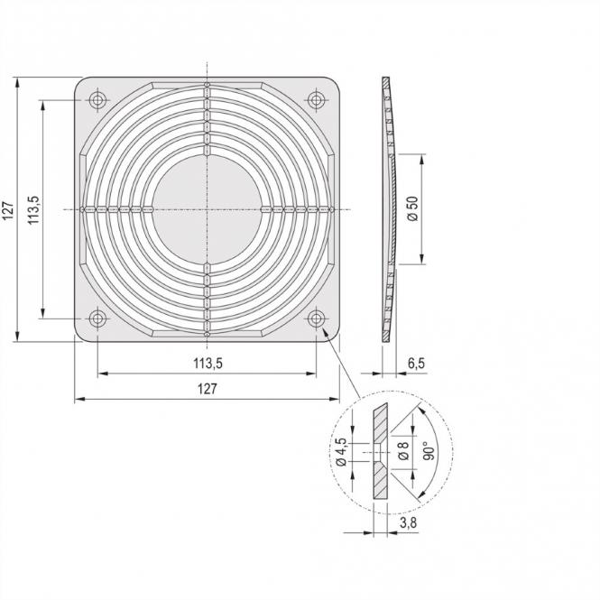 Schutzgitter, Kunststoff, zum Anschrauben 