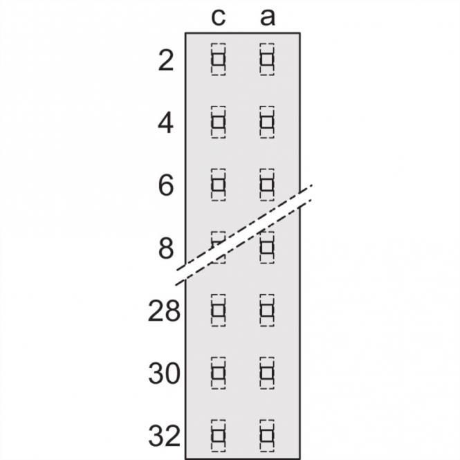 Connecteur type D, EN 60603, DIN 41612, femelle, 32 contacts, illets à souder, 5.5mm 