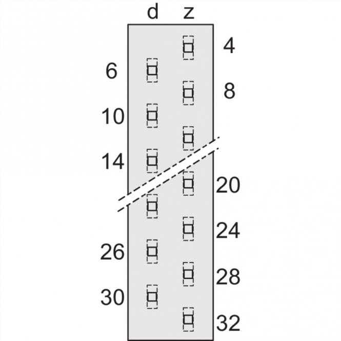 Connecteur Type M, EN 60603, DIN 41612, femelle, 24 wire-wrap +7 FASTON 6.3mm 