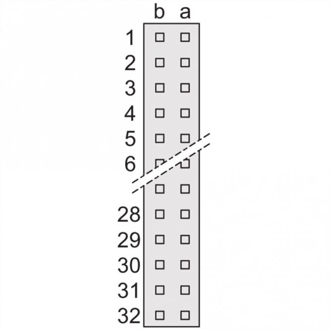 Connecteur Type B, EN 60603, DIN 41612, mâle, 64 contacts, broches à souder, 3mm 